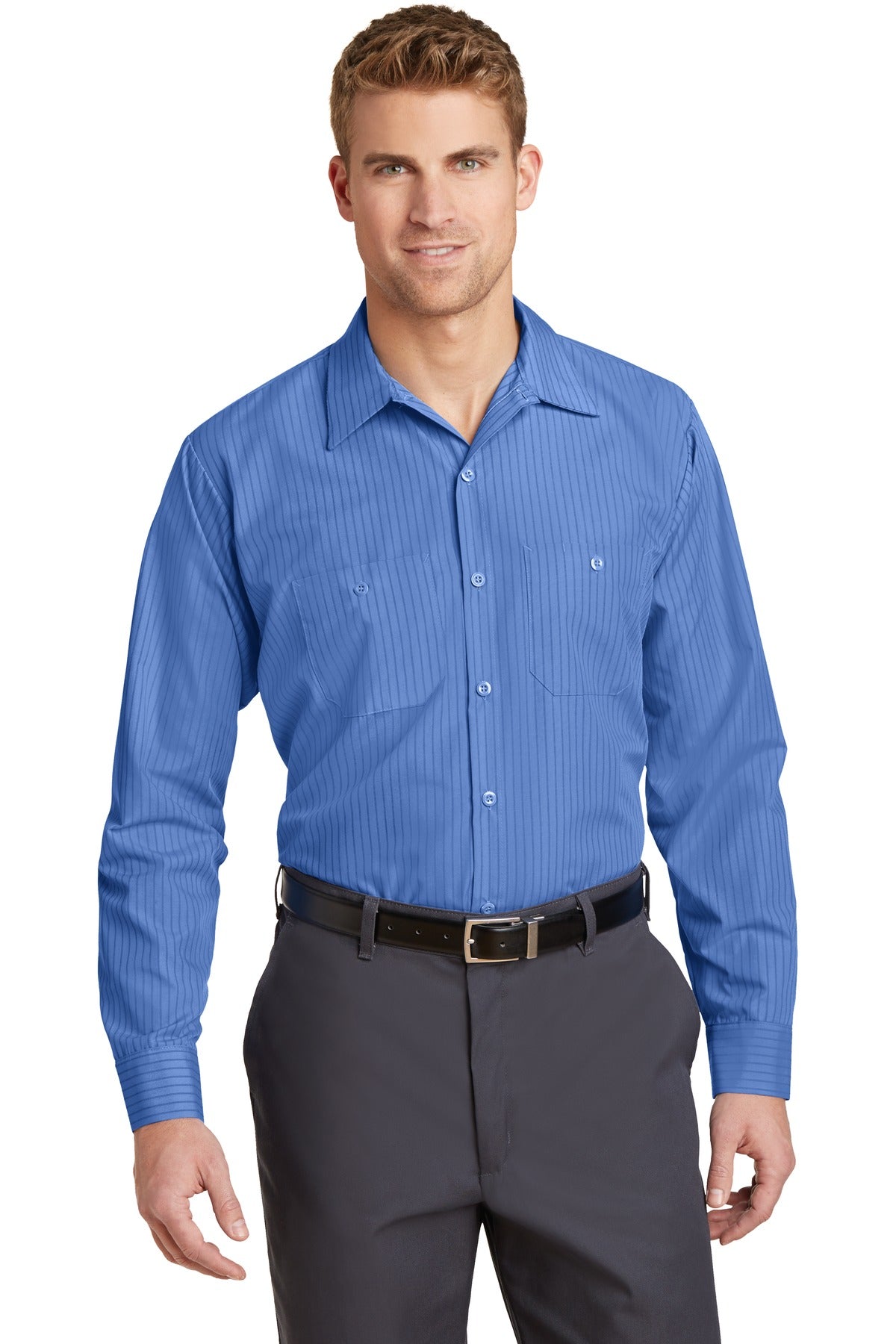 Red Kap® - Long Sleeve Striped Industrial Work Shirt. CS10
