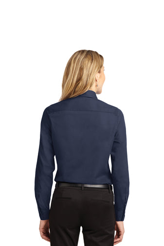 Port Authority LS Navy Shirt L608 (Women's)##