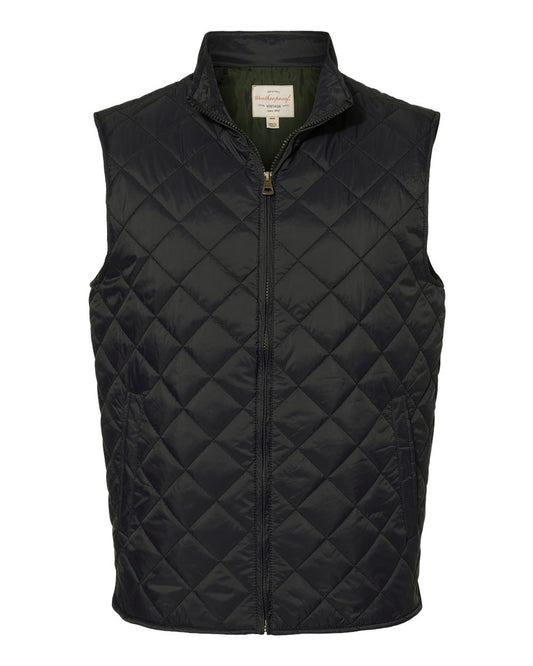 Black Men's Vintage Diamond Quilted Vest - 207359