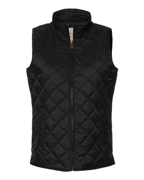 Black Women's Vintage Diamond Quilted Vest - W207359