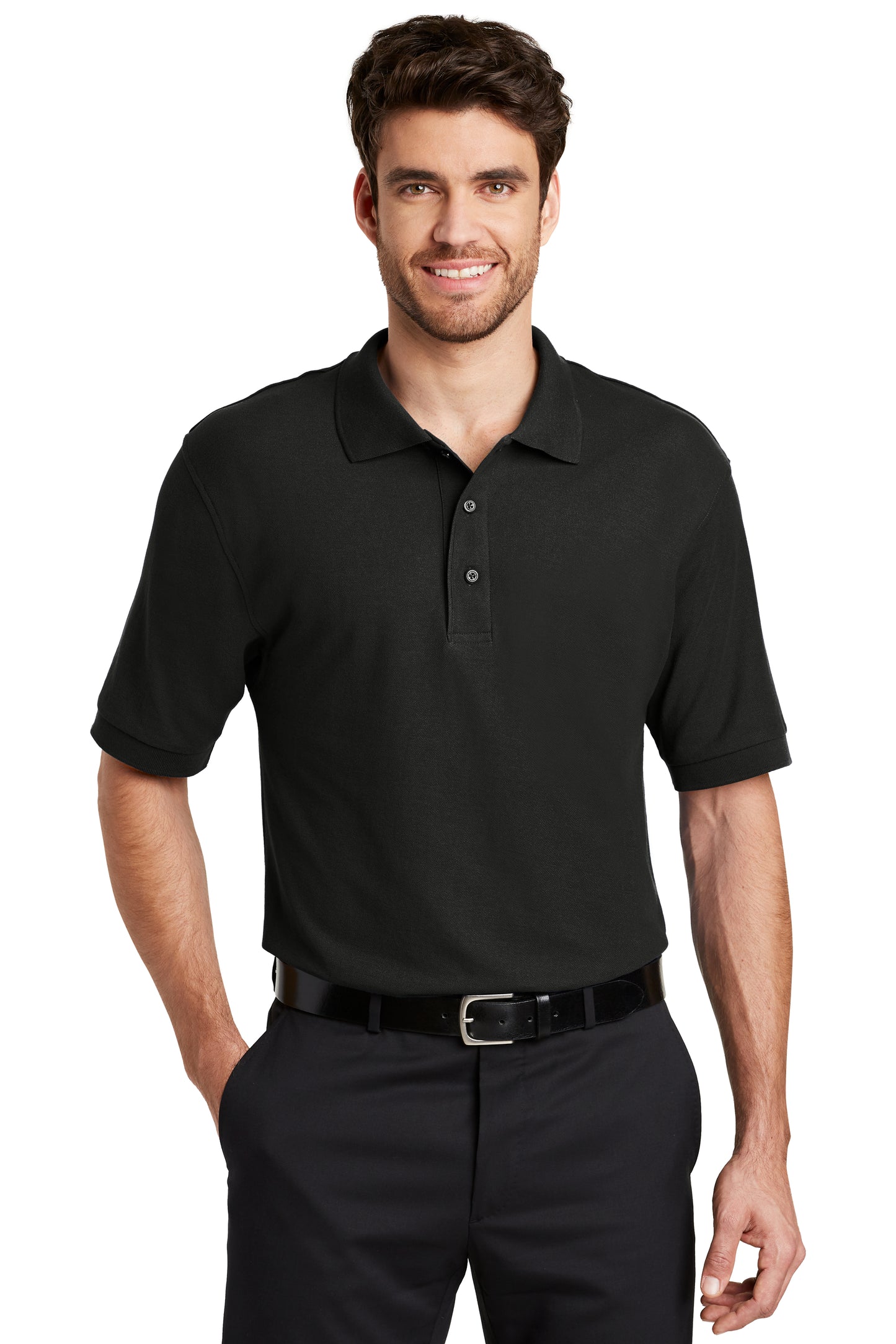 Port Authority SS Black Polo K500 (Men's)
