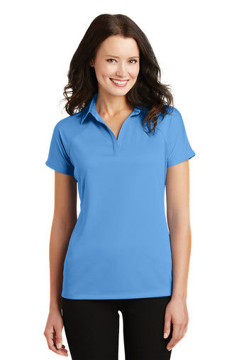 Port Authority SS Azure Blue Crossover Raglan Polo L575 (Women's)