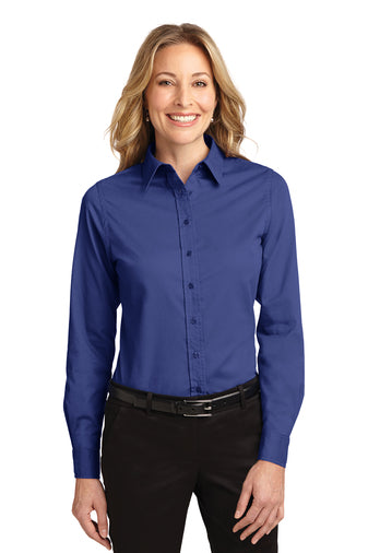 Port Authority LS Mediterranean Blue Shirt L608 (Women's)