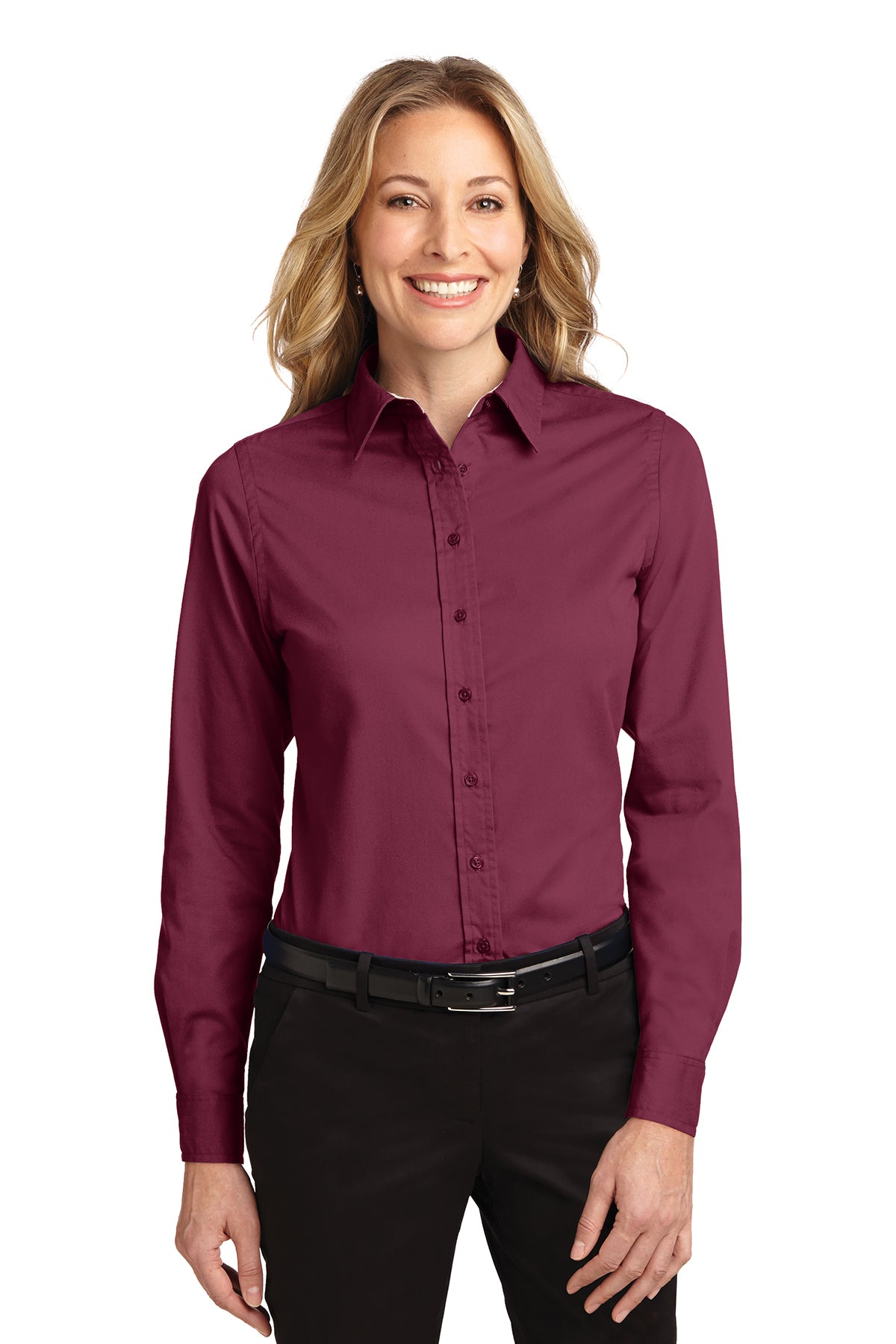 Port Authority LS Burgundy Shirt L608 (Women's)