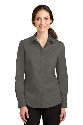 Port Authority LS Sterling Grey Super Pro Twill Shirt L663 (Women's) #