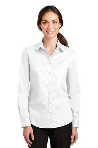 Port Authority LS White Super Pro Twill Shirt L663 (Women's)#