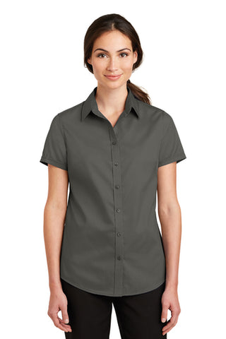 Port Authority Ladies SS Sterling Grey SuperPro Twill Shirt L664 #
