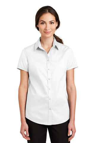 Port Authority Ladies SS White SuperPro Twill Shirt L664 #