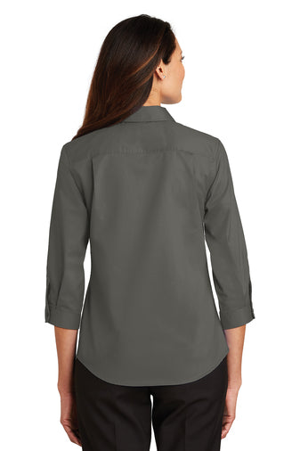 Port Authority 3/4 Sleeve Sterling Grey Super Pro Twill Shirt L665 (Women's) #