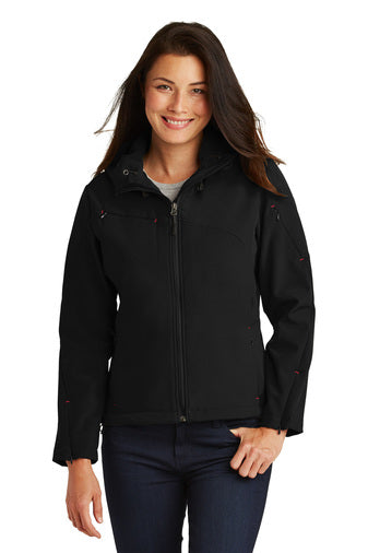 Port Authority® Ladies Textured Hooded Soft Shell Jacket L706