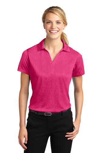 Sport-Tek Ladies Pink Raspberry Heather Contender Polo LST660